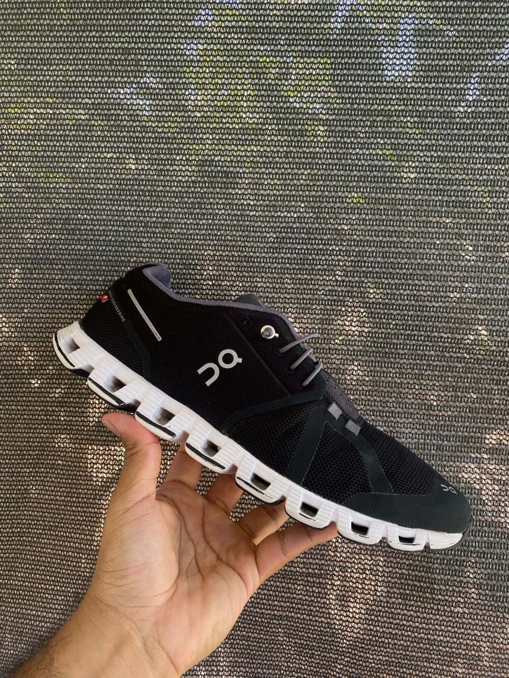 On Cloud Black White Swiss Engineering Running Shoes